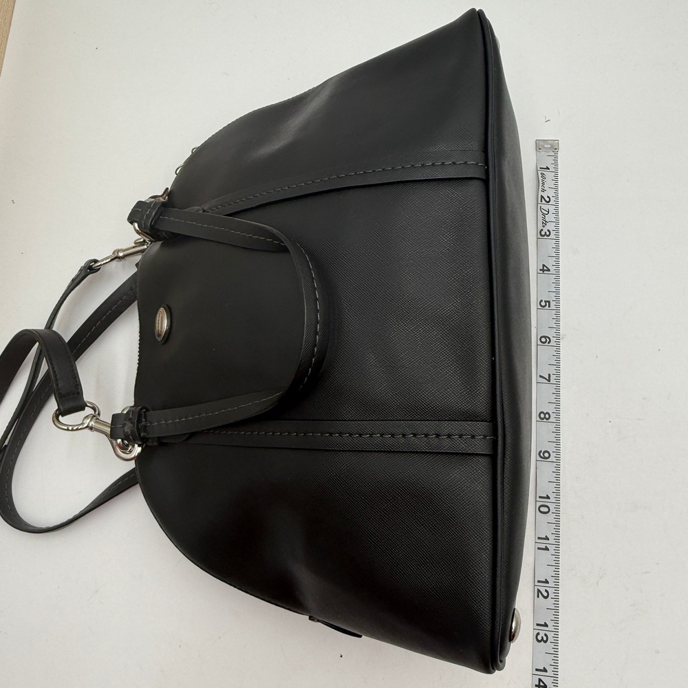 Coach Peyton Cora Black Leather Satchel With Crossbody Strap - Picture 6 of 10